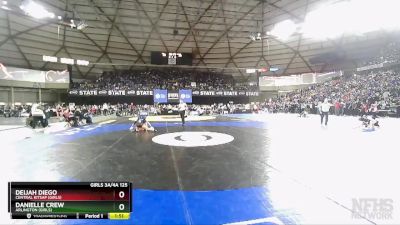 Girls 3A/4A 125 Champ. Round 2 - Danielle Crew, Arlington (Girls) vs Deijah Diego, Central Kitsap (Girls)