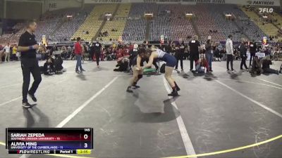 145 lbs Quarters & 1st Wb (16 Team) - Alivia Ming, University Of The Cumberlands vs Sariah Zepeda, Southern Oregon University