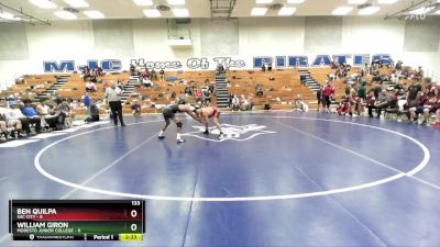 133 lbs Semis & 3rd Wb (16 Team) - Ben Quilpa, Sac City vs William Giron, Modesto Junior College