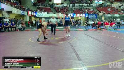 AA - 182 lbs Cons. Round 2 - Tommy Springman, Gallatin (Bozeman) vs Joshua Sironi, Billings Senior High School