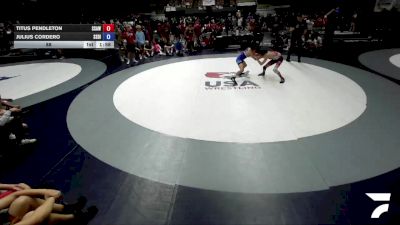 92 lbs Titus Pendleton, SAWA - Sacramento Area Wrestling Association vs Julius Cordero, SDIKWA - San Diego-Imperial Kids Wrestling Association