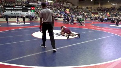 4A 132 lbs Cons. Round 1 - Jaxon Burkhalter, Gentry High School Conversion Charter vs Andrew Threlkeld, Mena