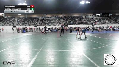 87 lbs 3rd Place - Reese Kreke, Harrah vs Audrey Serbantez, Kingfisher YellowJackets