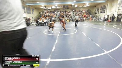 120 lbs Champ. Round 2 - Bryan Cazales, Westminster vs Nathan Valencia, Cerritos