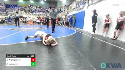 43 lbs Semifinal - Gavin Wigington, Blaine County Grapplers vs Zerek Marin, Woodward Youth Wrestling