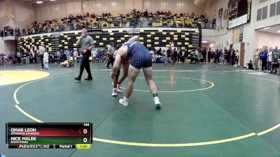 144 lbs Quarterfinal - Omar Leon, SPRINGFIELD(Akron) vs Nick Malek, ROOTSTOWN