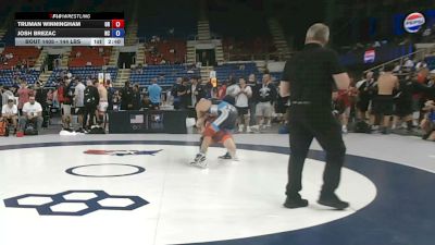 144 lbs Cons. Sub-rd Of 64 - Truman Winningham, Oregon vs Josh Brezac, North Carolina