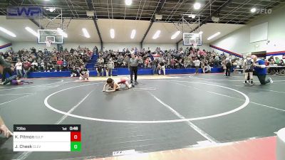 70 lbs Quarterfinal - Kambrye Pitmon, Sulphur Youth Wrestling Club vs Jaxon Cheek, Cleveland Take Down Club