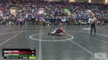 2 - 120 lbs Semifinal - Brayden Owsley, Central vs Brayden Forbes, James River