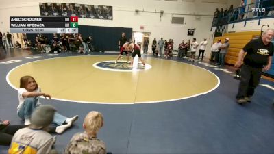 138 lbs Cons. Semi - Arec Schooner, Riverton Middle School vs William Apodaca, Riverton Middle School