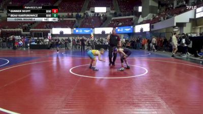 90 lbs Cons. Round 4 - Beau Kantorowicz, CJI Hawks vs Gunner Scott, Snake River Youth Wrestling Cl