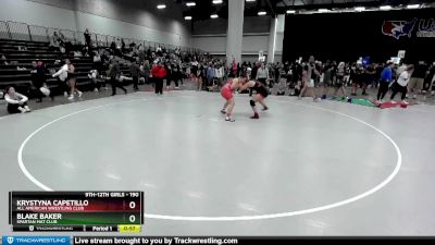 190 lbs Cons. Round 2 - Blake Baker, Spartan Mat Club vs Krystyna Capetillo, All American Wrestling Club