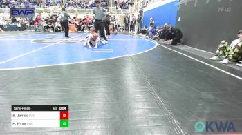 52 lbs Semifinal - Baker James, Cowboy Wrestling Club vs Huxley Hiner, Pawnee Wrestling Club