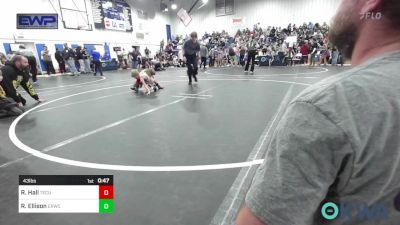 43 lbs Quarterfinal - Ryder Hall, Tecumseh Youth Wrestling vs Rhiller Ellison, El Reno Wrestling Club