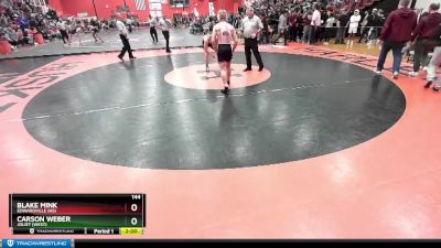 144 lbs Quarterfinal - Blake Mink, EDWARDVILLE (HS) vs Carson Weber, Joliet (WEST)