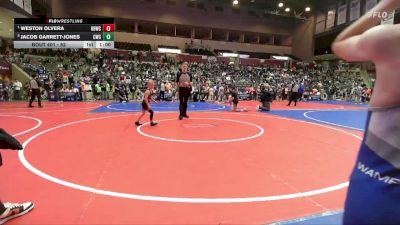 52 lbs Quarterfinal - Weston Olvera, Honey Badger Wrestling Club vs Jacob Garrett-Jones, Conway Wrestling Club