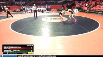 3A 106 lbs Quarterfinal - Brayden Teunissen, Belvidere (North) vs Demetrios Carrera, South Elgin