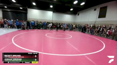 53-54 lbs Round 2 - Beckett Breunig, Lake Highlands Club Wrestling vs Morgan Wiegman, Texas Elite Wrestling Club