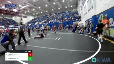 90 lbs Quarterfinal - Kruse Sparks, Tonkawa Takedown Club vs Hunter Roesener, Choctaw Ironman Youth Wrestling