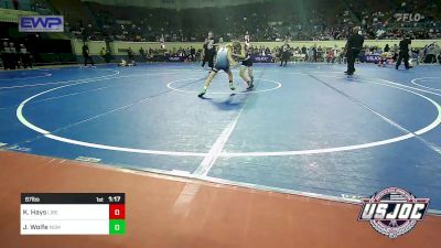 67 lbs Round Of 32 - Kade Hays, Liberty Warrior Wrestling Club vs Jaysten Wolfe, Team Nomad