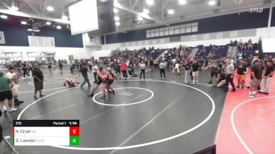 215 lbs Quarterfinal - Kaden Cryer, Reverence Grappling vs Griff Lawson, El Dorado High School