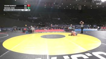3A Boys 165 lbs Cons. Round 3 - Michael Corn, Nyssa Boys vs Colter Handley, Burns Boys