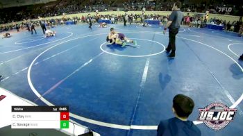 155 lbs Consi Of 8 #1 - Cain Clay, Bristow Youth Wrestling vs Cody Savage, Ranger 47 Wrestling Club