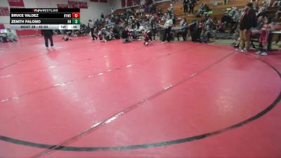 45-50 lbs Round 3 - Bruce Valdez, Hemet Youth Wrestling Club vs Zenith Palomo, Rough House