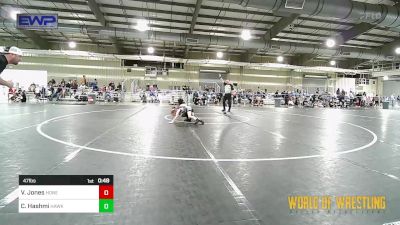 47 lbs Consi Of 8 #2 - Violet Jones, Honey Badgers Wrestling Club vs Celine Hashmi, Hawkeye WC