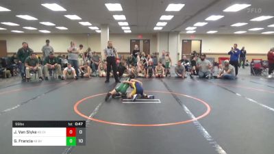 55 lbs Rr Rnd 3 - Joel Van Slyke, Cumberland Valley K-6 Community vs Gabriel Francia, Belle Vernon K-6 Community