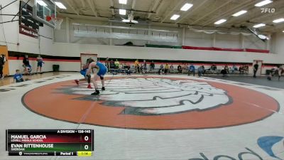 138-145 lbs Round 3 - Evan Rittenhouse, Sheridan vs Manuel Garcia, Lovell Middle School