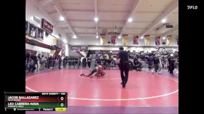 120 lbs Semifinal - Leo Cabrera-Nava, Murrieta Mesa vs Jacob Balladarez, Palm Desert