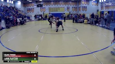 150 lbs Cons. Round 5 - Laine Slayton, Buchholz High School vs Elias Twigg, Black Hive Wrestling Club