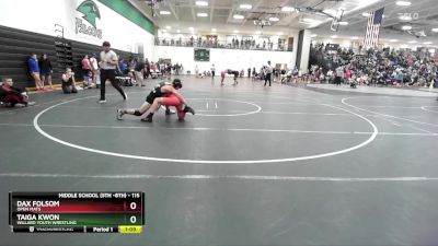 115 lbs Champ. Round 1 - Dax Folsom, Open Mats vs Taiga Kwon, Willard Youth Wrestling