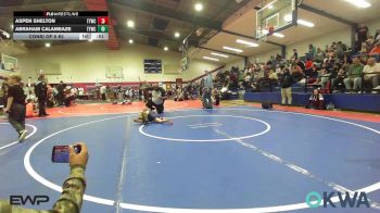 52 lbs Consi Of 8 #2 - Aspen Shelton, Team Tulsa Wrestling Club vs Abraham Calameaze, Team Tulsa Wrestling Club