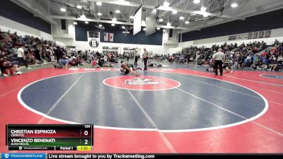 120 lbs Champ. Round 3 - Christian Espinoza, Cerritos vs Vincenzo Benenati, Aliso Niguel