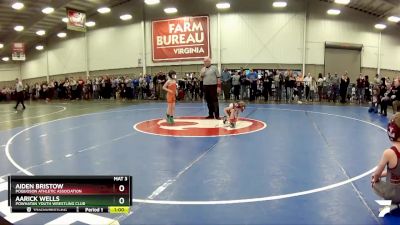 53 lbs Cons. Round 3 - Aiden Bristow, Poquoson Athletic Association vs Aarick Wells, Powhatan Youth Wrestling Club