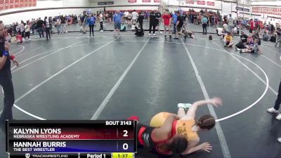 130 lbs Round 3 - Kalynn Lyons, Nebraska Wrestling Academy vs Hannah Burris, The Best Wrestler