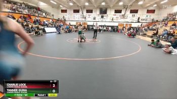 77 lbs Cons. Semi - Charlie Lock, Lander Middle School vs Tanner Guina, Lander Middle School