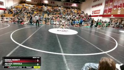 105 lbs Quarterfinal - Peyton Arnhold, Shoshoni vs Kenna Merritt, Star Valley