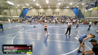 102 lbs Quarterfinal - Soiyer Smith, Bear River Wrestling Club vs Mauricia Torres, Carbon Middle School