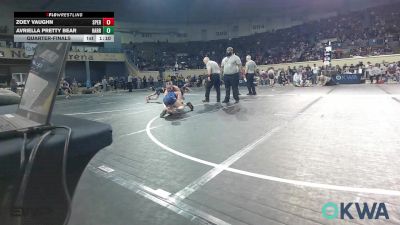 91 lbs Quarterfinal - Zoey Vaughn, Sperry Wrestling Club vs Avriella Pretty Bear, Harrah Little League Wrestling