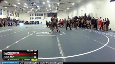 197 lbs Cons. Round 3 - Cody Weix, Stevens Point vs Laurore Supris, Concordia MN