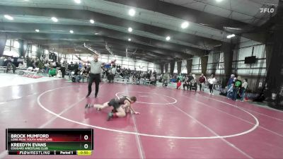 90 lbs Cons. Round 3 - Brock Mumford, Lone Peak Youth Wrestling vs Kreedyn Evans, Cougars Wrestling Club