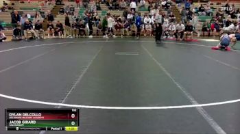 132 lbs Semifinal - Dylan Delcollo, Delaware Military Academy vs Jacob Girard, Salesianum