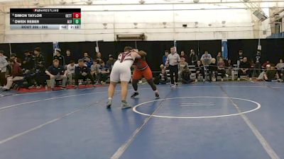285 lbs Cons. Round 5 - Owen Reber, Alvernia University vs Simon Taylor, Gettysburg