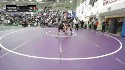 Girls 135 lbs Cons. Semi - Evyn Ellis, Woodside Girls vs Rochelle Lai, Westmont Girls