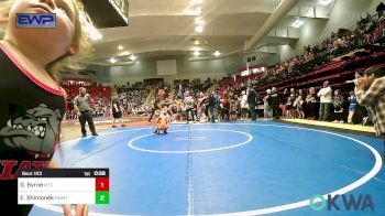 37-40 lbs Quarterfinal - Genesis Byrne, Miami Takedown Club vs Evelyn Shimonek, Pawhuska Elks Takedown