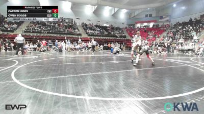 80 lbs Consi Of 8 #2 - Carsen Higgs, Claremore Wrestling Club vs Owen Boggs, Cleveland Take Down Club