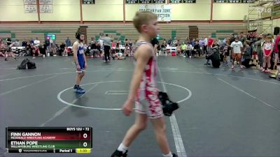 72 lbs Quarterfinal - Ethan Pope, Williamsburg Wrestling Club vs Finn Gannon, McDonald Wrestling Academy